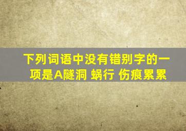 下列词语中没有错别字的一项是A隧洞 蜗行 伤痕累累